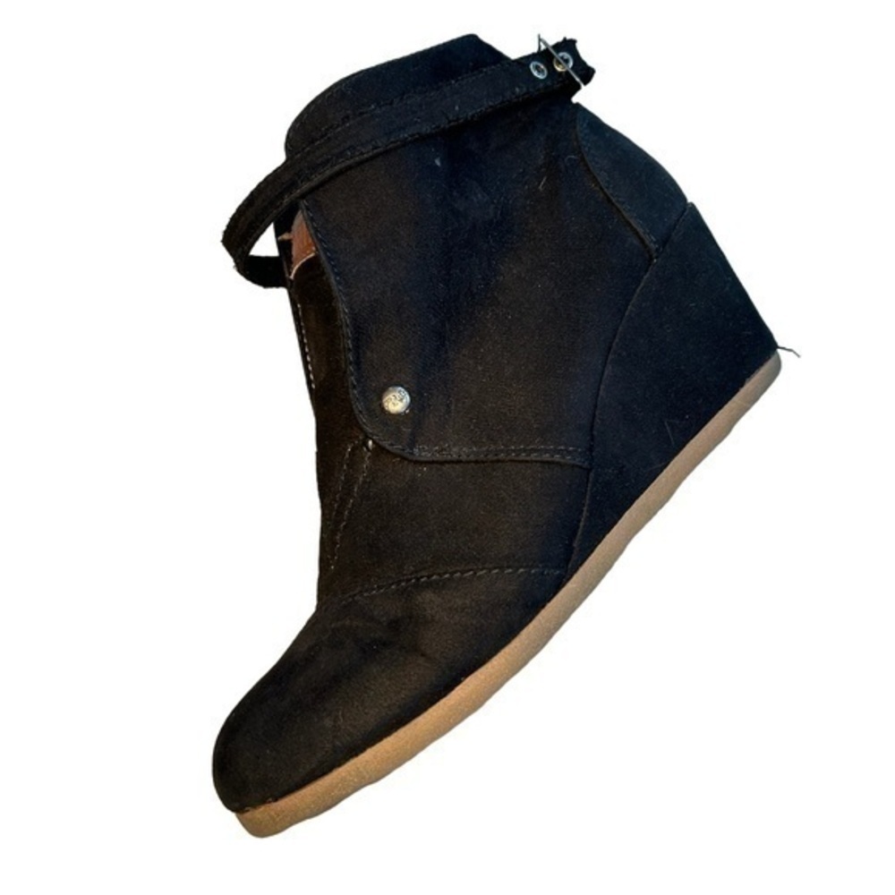 MAD LOVE BLACK SUEDE LIKE WEDGE SHOES, SIZE 8